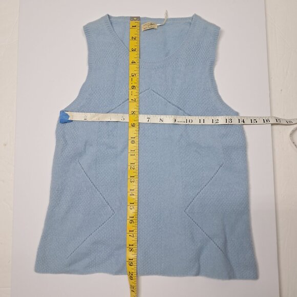 Max Studio 100% Cashmere Sweater Sleeveless Vest Shirt Light Blue with Pattern M - Picture 6 of 6